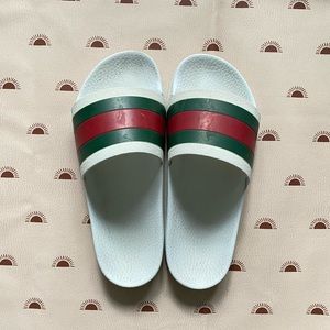 White Gucci Slides